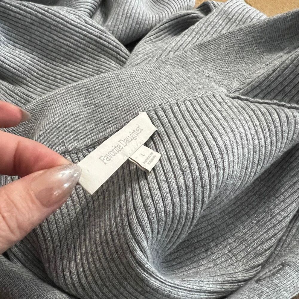 Favorite Daughter Lena Frost Gray Cashmere Blend Rib Knit Midi Dress Size L - Picture 8 of 9